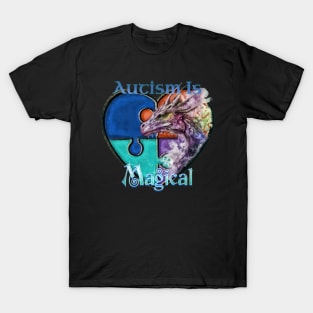 Autism Awareness Puzzle Dragon Autism Is Magical T-Shirt